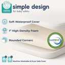 Hiccapop Playard Mattress Pad (38"x26"x1"), Playpen Pad, Portable Crib Mattress with Carry Bag, 1" Thick