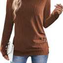 Samefar Womens Long Sleeve T Shirts Crewneck Fall Fashion 2025 Basic Business Casual Tops Tunics Clothing, Brown Large
