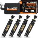ALL-TOP Adjustable Auto-Stop Tire Deflator Valve Kit (10-30 PSI) 4 PCS Screw-on Tyre Air Down Tool for Offroad 4x4 (with 5 Valve caps)