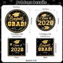 Litmitfu 150 Pcs Graduation Plates and Napkins 2026 - Black Gold Congrats Grad Class of 2026 Paper Dessert Dinner Plates Napkins Set for Graduation Party Decorations Supplies Table Decor, Serves 50