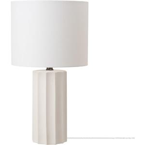 Globe Electric 65922 20" Table Lamp, Ribbed Concrete Finish, White Linen Shade
