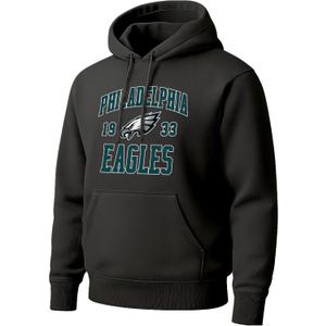 Hybrid Sports NFL - Philadelphia Eagles - Established - Men's and Women's Pullover Hooded Fleece Sweatshirt - Size X-Large - Black