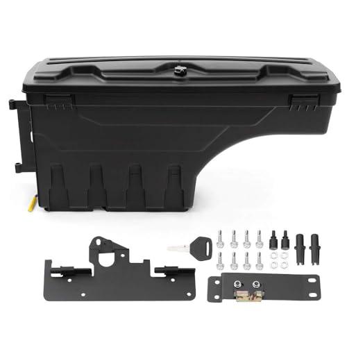 G-PLUS Truck Bed Storage Box Tool Box Left Driver Side Compatible With 2005-2020 Toyota Tacoma Black Rear Tool Box