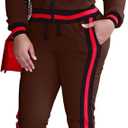 Akmipoem Women's 2 Pieces Outfits Long Sleeve Zipper Jacket and Pants Set Tracksuits (Medium, Brown)