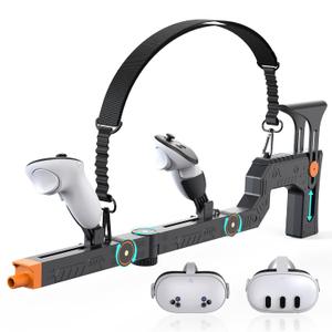 Upgraded VR Gun Stock for Meta Quest 3/ Quest 3S, Adjustment Gunstock Magnetic Accessories for Oculus Quest 3, Controller Grips with Shoulder Straps for Enhance Control Feel, Realistic FPS Gaming Experience