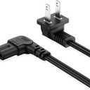 5FT TV Power Cord for Samsung TV, 90 Degree Angled 18AWG 2-Prong to L-Shaped C7 Power Cord for Samsung tv 24" 32" 40" 43" 48" 49" 50" 55" 60" 65" 75" Inch, LG/TCL Charger Cable Adapter Replacement