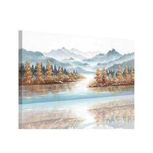Mountain Wall Art for Bedroom, Gold Tree Canvas Wall Decor for Living Room, Size 40x20 Inches