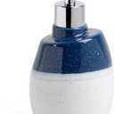 Ceramic Soap Dispenser  16oz Refillable Lotion or Liquid Soap Bottle with Pump, Blue and White Speckled Glaze, Modern Ceramic Bathroom and Kitchen Countertop Accessory