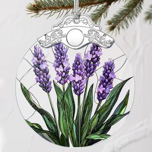 Stained Glass Ornament: Lavender Flower Christmas Ornament  Christmas Tree Decor & Holiday Decor | Flower Lovers Gifts, Gift Exchange & Gifts for Family, Coworkers, Friends & Her