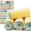 HILLFAIR Cotton Turkish Beach Towels, Quick Dry Lightweight Sand Free Peshtemal Towel for Bath Swim Yoga Travel, Beach Accessories, Oversized Cotton Turkish Towels (39 x 72 inch- 4 Pack Yellow Blue)