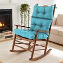 Rocking Chair Cushion, Waterproof and Fade-Resistant Adirondack Rocker Cushions, Indoor/Outdoor Rocking Chair Pads, High Back Memory Foam Patio Furniture Cushions with Ties, 44x23x4 Inch, Teal, 45x22x4 inches