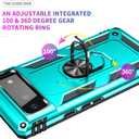 Androgate Designed for Google Pixel 6 Case with HD Screen Protectors, Military-Grade Metal Ring Holder Kickstand 15ft Drop Tested Shockproof Cover Case for Pixel 6 Teal