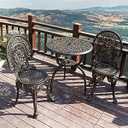 YKSY&YKSY Patio Bistro Set.Rust-Resistant Cast Aluminum Bistro Table Set with Umbrella Hole for Backyard (Crown Copper)