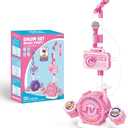 Kids Karaoke Microphone with Adjustable Stand  Bluetooth Kids Karaoke Machine with Lights, Voice Changer, & Recording Microphones for Singing, Christmas & Birthday Gifts for Girls -Pink