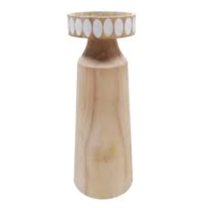 HD Designs Wood Large Candle Holder, 10 in
