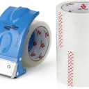 3 Inch Wide Packing Tape with Dispenser,2.4 Mil x 55 Yards Heavy Duty Packaging Tape Refill for Shipping,Industrial Grade,Urtal Strong Boxing Tape for Moving,Mailing and Storages (Clear)