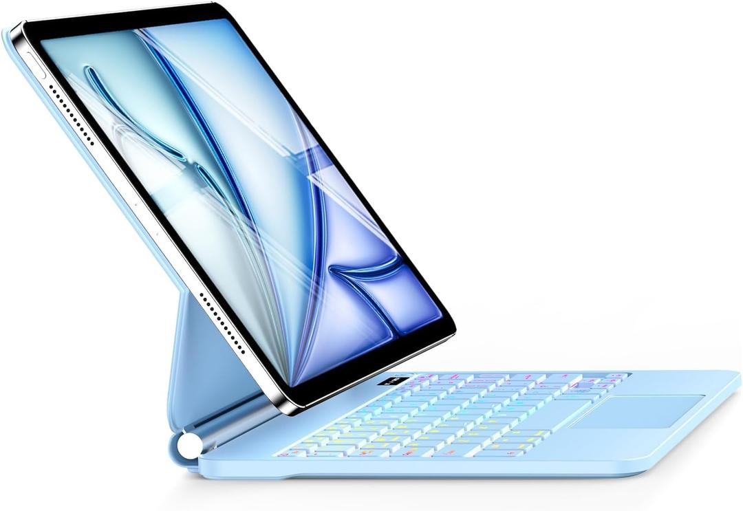 Keyboard Case for iPad Air 13 inch (M4/2026 / M3 2025/M2, 2024),iPad Pro 12.9 inch (3/4/5/6th Gen)Magic-Style Magnetic  Floating Cantilever Stand  Backlit Keyboard Case with Multi-Touch Trackpad (Sky Blue)