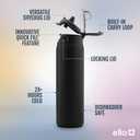 Ello Pop & Fill 22oz Stainless Steel Water Bottle with Quick Fill Technology, Double Walled and Vacuum Insulated Metal, Leak Proof Locking Lid, Sip and Chug, Reusable, BPA Free, Black