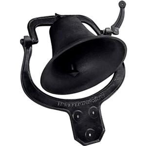 14'' Large Heavy Cast Iron Dinner Bell Antique Vintage Style Farmhouse Manually Shaking Hanging Door Bell for Outdoor Garden Patio Liberty Farm Church School