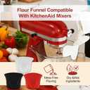 Flour Funnel for KitchenAid Mixer Easy-Clean Silicone Flour Funnel, Anti-Splash Pour Guard Compatible with KitchenAid Tilt-Head Mixers, Universal Fit for Most Stand Mixers, No-Mess Baking Tool,Black