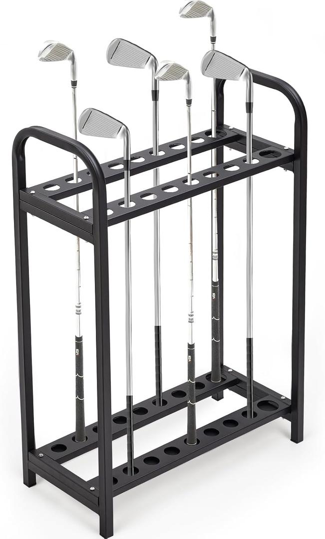 Hicarer 18 Hole Golf Club Holder Metal Golf Club Organizer Stand Rack Putter Stand Display for Indoor and Outdoor Use Home, Black