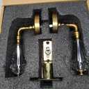 1 Pack Antique Brass Glass Door Lever Passage Crystal Door Levers Door Lever Interior Door Handle for Hall and Closet,Zinc Alloy