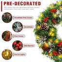 Christmas Wreath,Pre-Lit Artificial 18 Inch Christmas Wreaths for Front Door with Pine Cones,Berries,Christmas Wreath with Lights,8 Modes 50 LED Lights for Outdoor Indoor Decorations