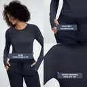Sola Long Sleeve Underscrub for Women with Thumbholes, Comfort Fit for Work & Layering (Blue, L)