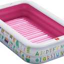 QPAU Kiddie Pool 65" x 39" Inflatable Pool for Kids & Toddlers, Ball Pit & Baby Pool with Soft Floor, Educational Alphabet & Number, Durable Outdoor Play Toys for Backyard & Indoor Fun (Pink)