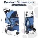 KMFurnila 3 Wheel Pet Stroller for Dogs and Cats, Foldable, Lightweight and Durable, Ideal for Small to Medium Pets, Includes Storage Basket and Cup Holders