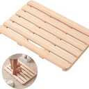 Wooden Bath Mat Non-Slip Hinoki Cypress Wood Shower Mat Waterproof Luxury Spa Bathtub Mat for Indoor or Outdoor Use, 21 x 14 x 1 Inches