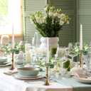 4 PCS Eucalyptus Taper Candle Rings Wreaths 1.38" Mini Spring Summer Floral Taper Candle Holder Wreaths Green Artificial Flower Table Centerpieces Wreath for Church Farmhouse Home Candlesticks Decor