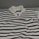 Zesica Womens Striped Summer Dresses Short Sleeve V Neck Knit Collared Sexy Slit Loose Maxi Sweater Dress S