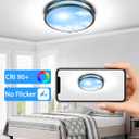 2 Pack 24W LED Ceiling Lights for Office Hallway Bedroom, 12 Inch Dimmable Flush Mount LED Ceiling Light Fixture, 6500K/5000K/4000K/3500K/3000K Adjusted Modern Lamps (Cloud Blue Sky Cover) (Black)