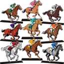 9Pcs Derby Decorations Wooden Table Decorations Horse Party Decorations Table Centerpieces Derby Day Tiered Tray Decor for Horse Racing Festival Supplies