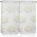2pcs Magnolia Hand Towels for Bathroom Decorative Towels Set 100% Cotton Beige Jacquard Spring Summer Floral Bath Towels Dish Kitchen Towels Kitchen Bathroom Decor Gift (Magnolia Beige)