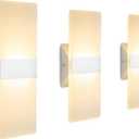 ChangM LED Wall Sconce Modern Wall Light Lamps 12W Warm White Up and Down Indoor Acrylic Lighting Fixture for Living Room Bedroom Hallway Conservatory Home Room Decor Not Dimmable No Plug(2 Pack)
