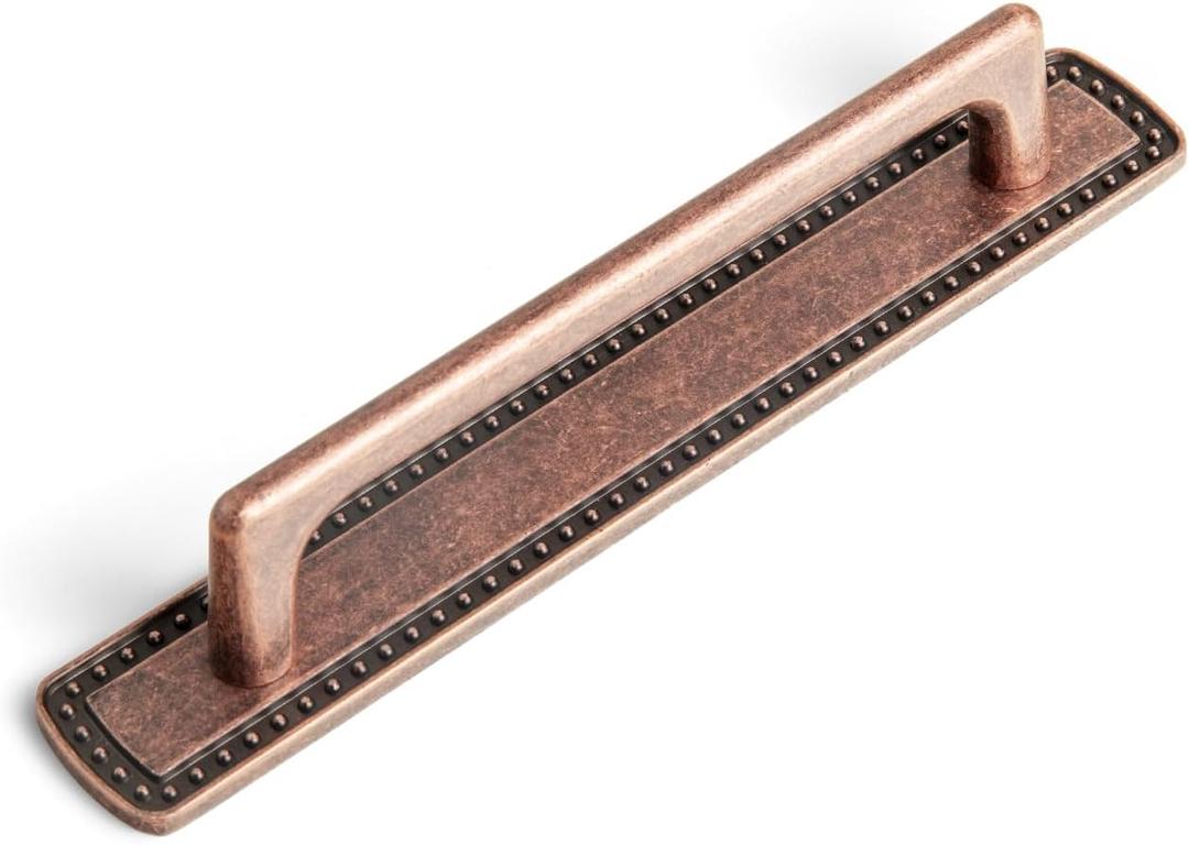 Goo-Ki 7.6''(192MM) Hole Centers Antique Copper Cabinet Pulls with Backplate, 2 Packed Affordable Luxury Zinc Alloy Cabinet Hardware