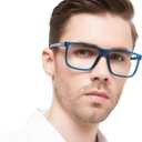 AEZUNI Large Reading Glasses Men Oversized Retro Square Readers 1.0 1.25 1.5 1.75 2.0 2.25 2.5 2.75 3.0 3.5 4.0 5.0 6.0 (B-blue)