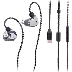 TINHIFI C2 HiFi IEM | LCP+PU Composite Diaphragm | 0.78mm 2-Pin Gold-Plated Cable | High-Resolution in-Ear Monitors for FPS Gaming & Music (Gun Color, C2 2025 Type-C+Mic)