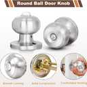 Estmoon 6 Pack Brushed Nickel Door Knobs, Privacy Door Lock Silver Keyless Door Handle with Lock for Bathroom Bedroom, Keyless Door Hardware