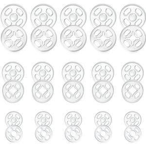 120 Sets Plastic Sew-on Snap Clear Snaps for Sewing Invisible Sewing on Snap Buttons Round Clear Press Button Fasteners Snaps Fastener for Shirts Clothing DIY Craft (7mm+10mm+12.5mm)