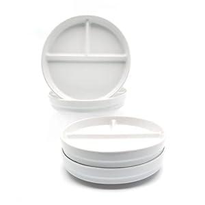 lk and Friends Kids 7.8” Porcelain White Plates | Divided Plates | Suitable for Kids/ Toddlers | Microwave & Dishwasher Safe | Non Slip | Snack Dishes