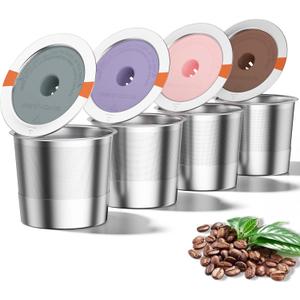 RETHONE K Cup Reusable Coffee Pods, Stainless Steel Reusable K Cups Coffee Filter Compatible with Keurig 1.0 & 2.0 Coffee Makers BPA-Free Refillable Coffee Filters (4 Pack)