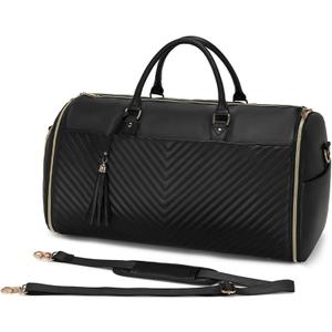 Garment Bag for Travel, 2 in 1 Carry On Duffle Bag with Shoe Pouch, Convertible Foldable Hanging Suitcase Dress Suit Business Travel Bags (Black)