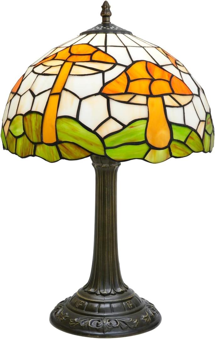 Big Mushroom Lamp Decor Tiffany Lamp Stained Glass Retro Decorative Bedroom Bedside Living Room Offices Kitchen Village Style Table Lamps Cool Christmas Lamp Gifts Fun Faux Tall Desk Lamp Night Light