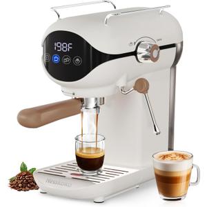 Espresso Machine with Steam Milk Frother Semi Automatic 20 Bar Compact White with Touch Screen for home Cafetera Espresso, Latte, Cappuccino, Americano, Macchiato