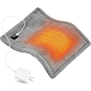 USB Heating Pad, 5V 3A Fast Heating with 3 Heat Settings & Auto Off, Travel Heating Pad for Neck, Shoulder, Back,Knee & Period Cramps. 12"x16" Fleece Heated Pad with USB-A to USB-C Cable, Grey