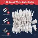 PREXTEX 100-Count Ultra Bright Christmas Lights - 20 ft Clear StringLights on White Wire - Incandescent Xmas TreeLights for Indoor and Outdoor Decorations