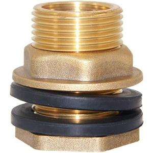 Joywayus 1" Female 1-1/4" Male Soild Brass Water Tank Connector Bulkhead Tank Fitting With 2 Rubber Ring Stablizing